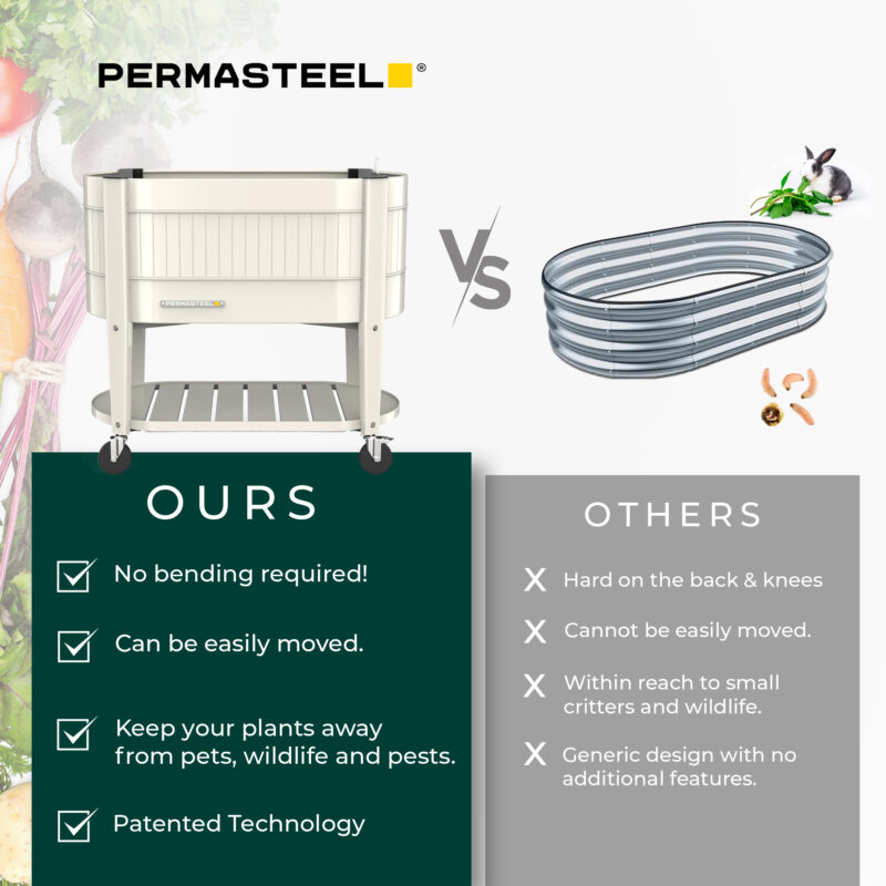 03 PGB 50002 IV Permasteel Garden Bed Ivory Wheels