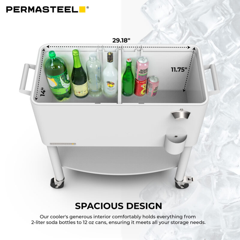09 PS 213D WHITE Permasteel 80 qt Rolling Cooler with dividers white