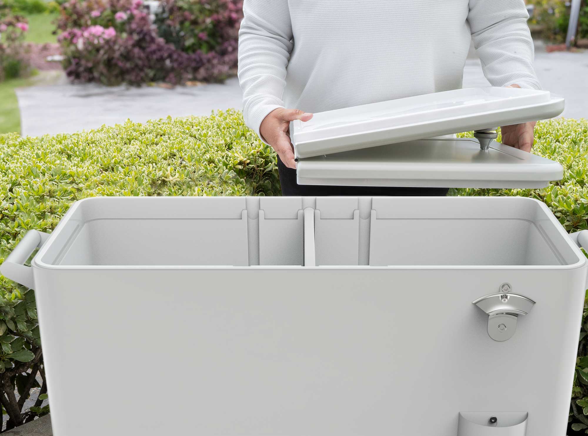 Permasteel Cooler with storage shelf and drink divider