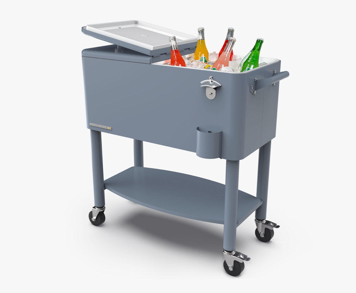 Permasteel 80 quart party patio cooler with divider blue