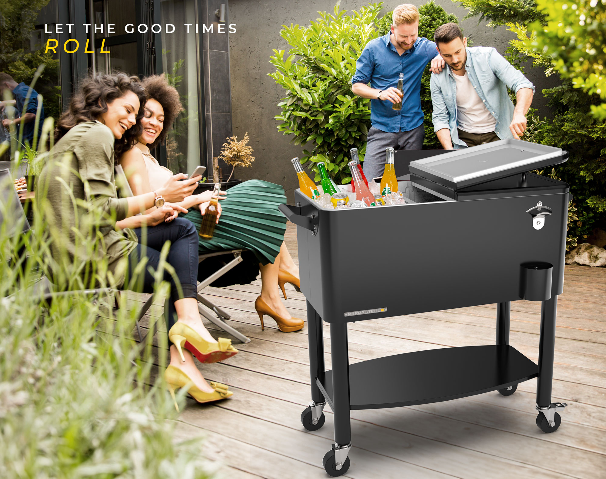 Permasteel Cooler with storage shelf and drink divider