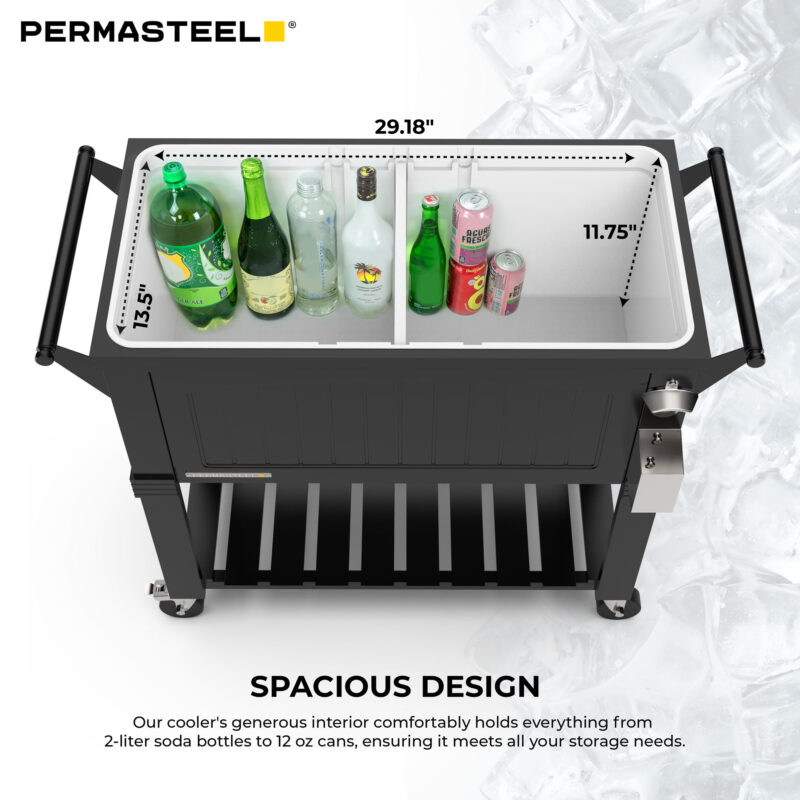 09 PS 203F1D Black Permasteel 80 QT Rolling cooler divider