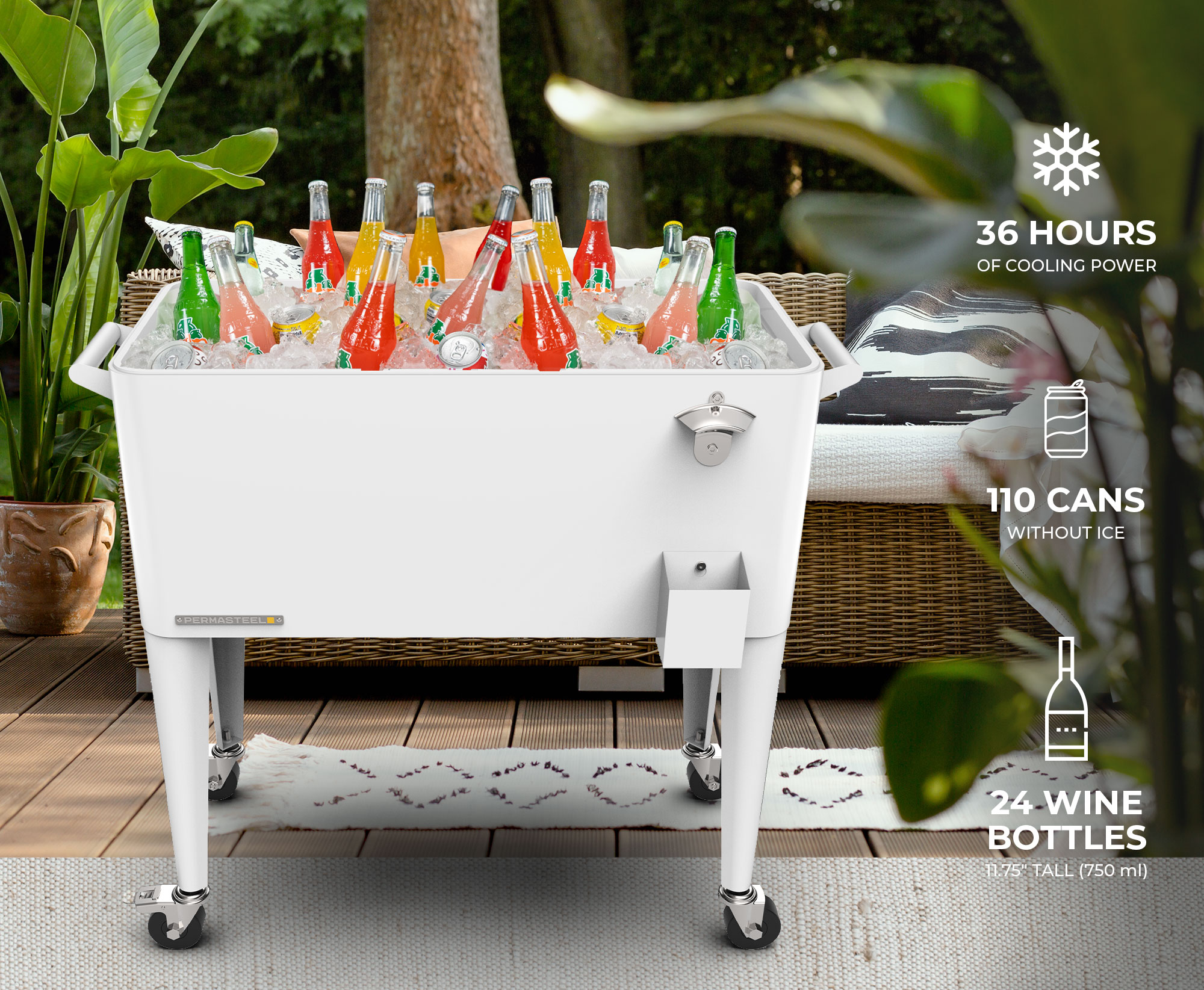 Permasteel White Cooler with drink divider