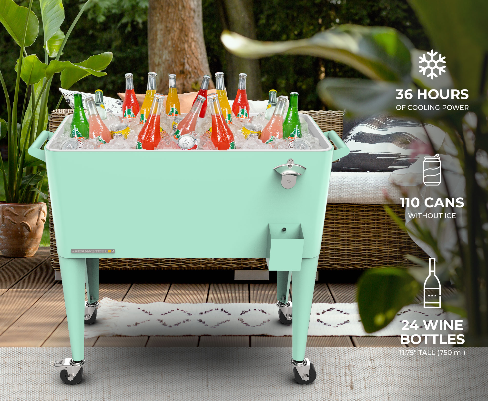 Permasteel mint Cooler with drink divider