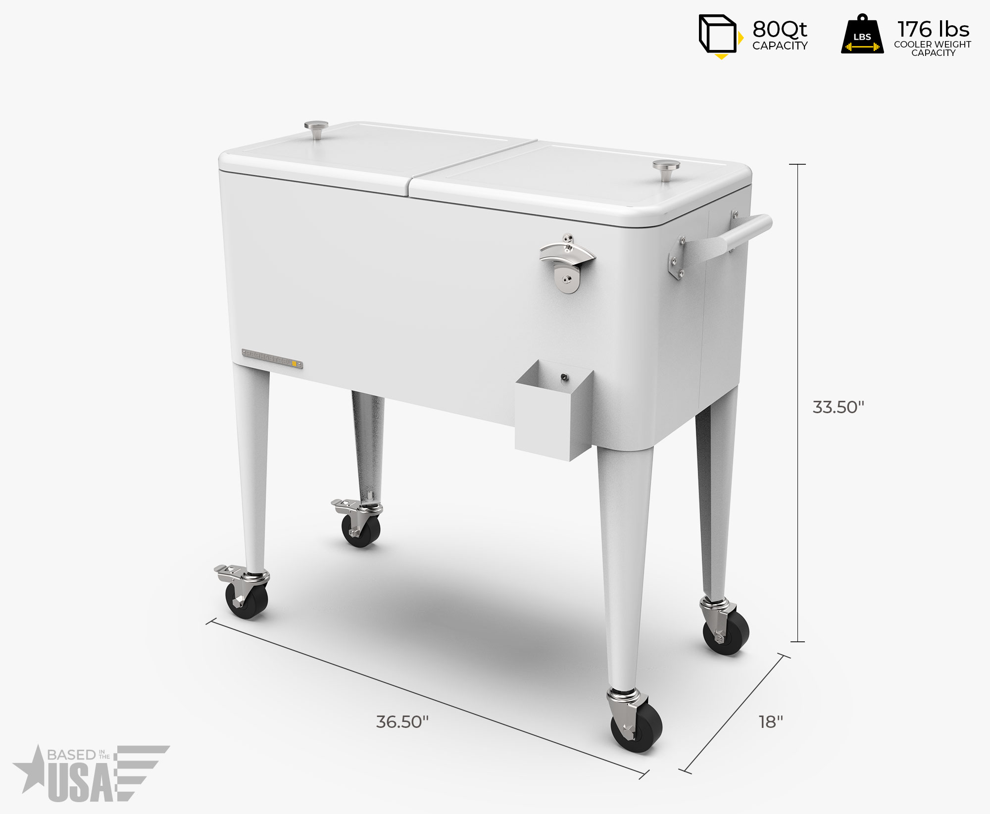 Permasteel White Cooler with drink divider