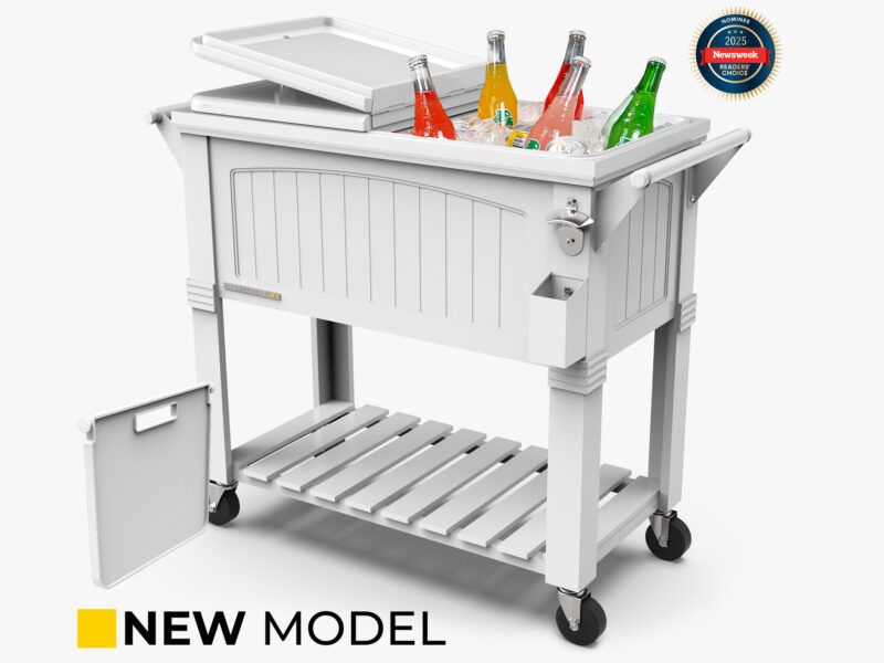 Permasteel Beverage Cart White cooler with drink dividers