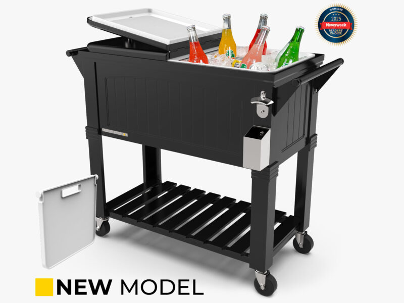 Permasteel Beverage Cart Black cooler with drink dividers