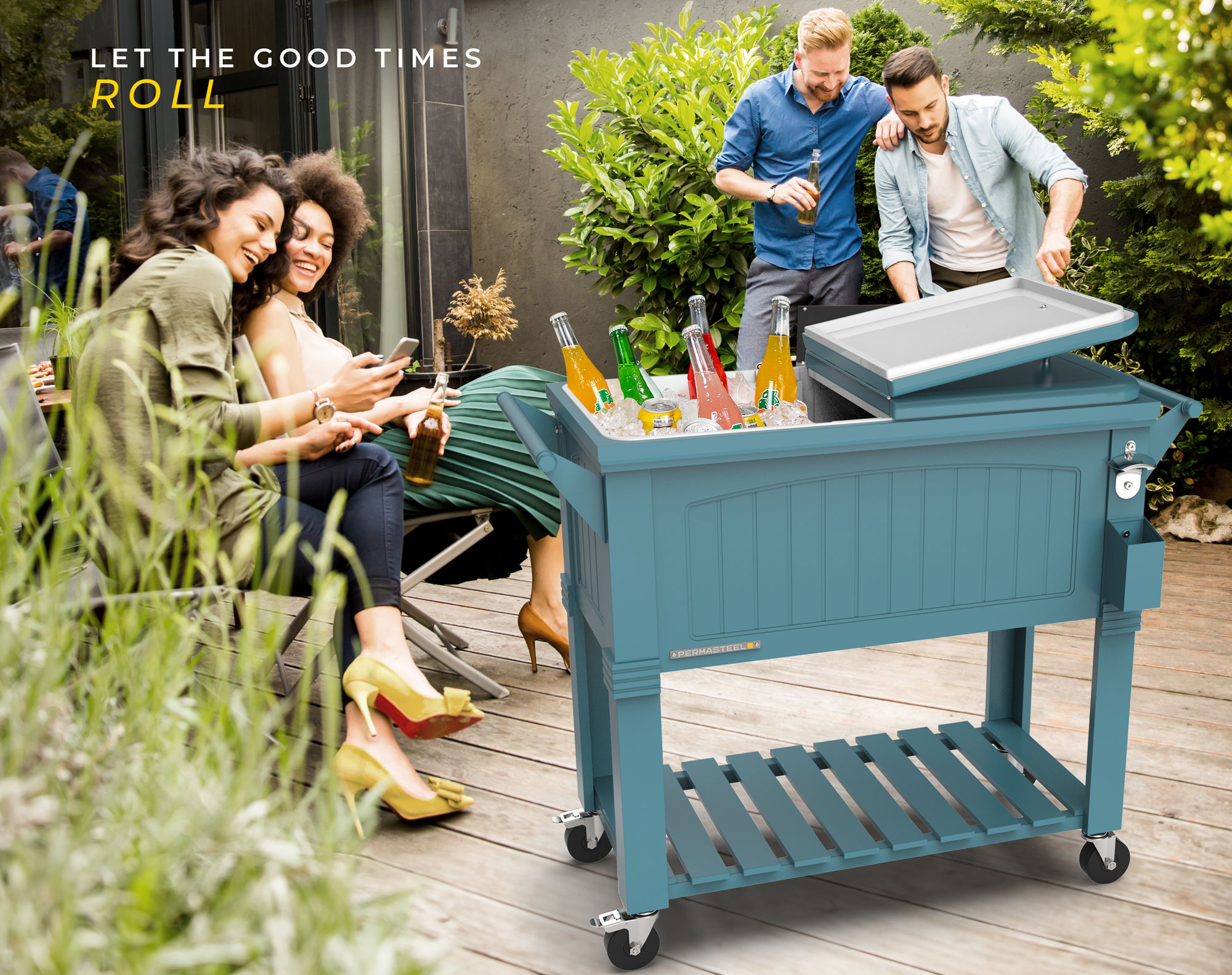 PS 203F1D Teal Permasteel 80 QT Rolling cooler divider