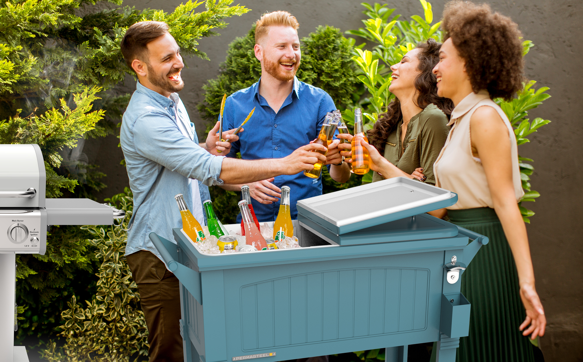 PS 203F1D Teal Permasteel 80 QT Rolling cooler divider