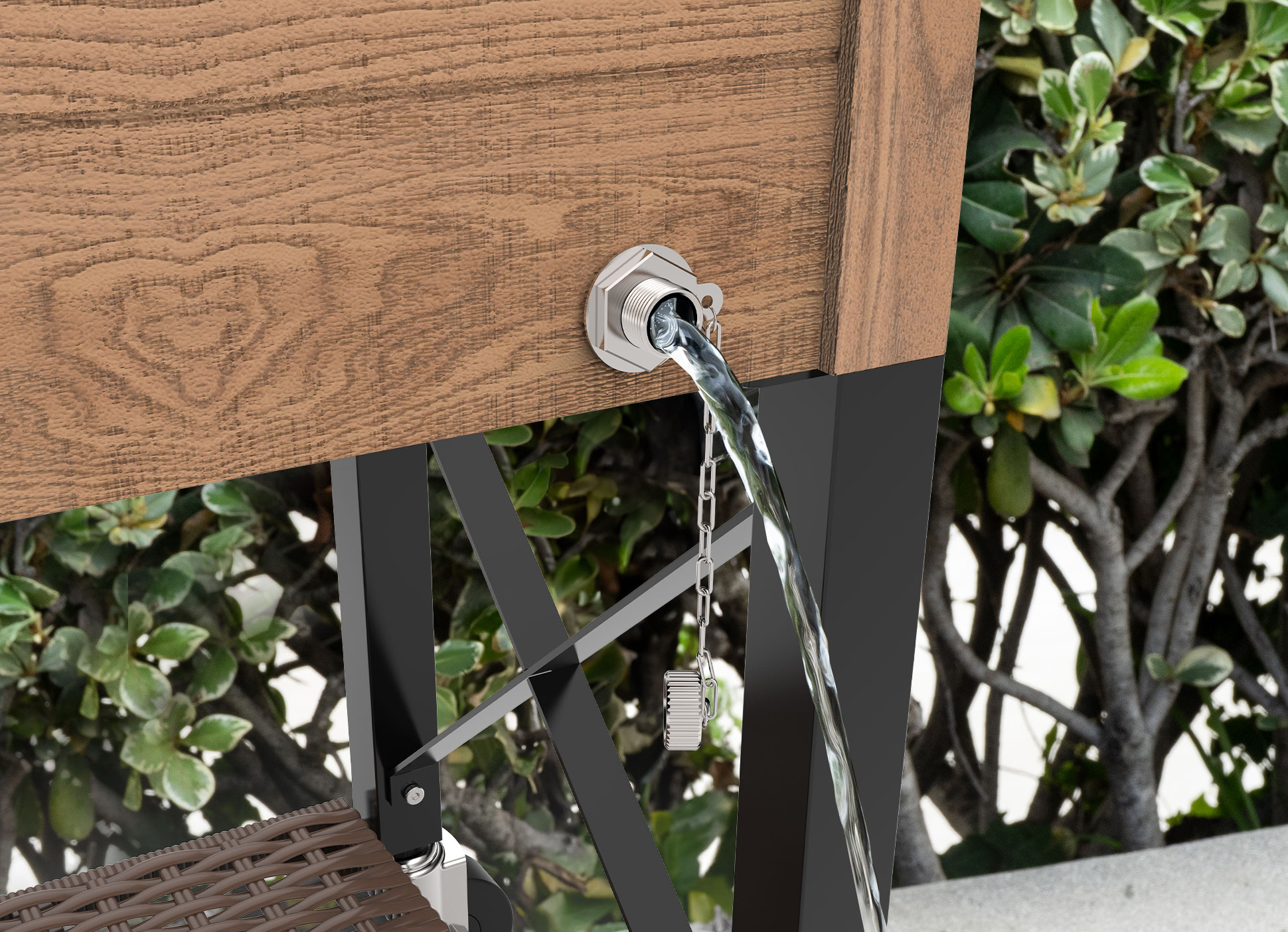 PS 225D Woodgrain with Wicker Shelf Brown Permasteel 80 qt rolling cooler with dividers