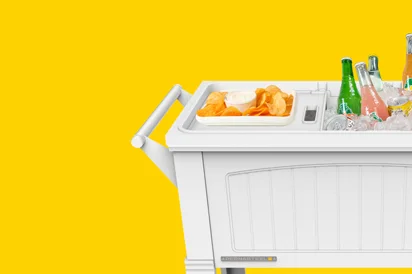 Open cooler with tray