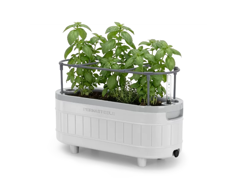 Herb Garden Planter with Trellis Support, Self-Watering System with Water Level Indicator, Taupe